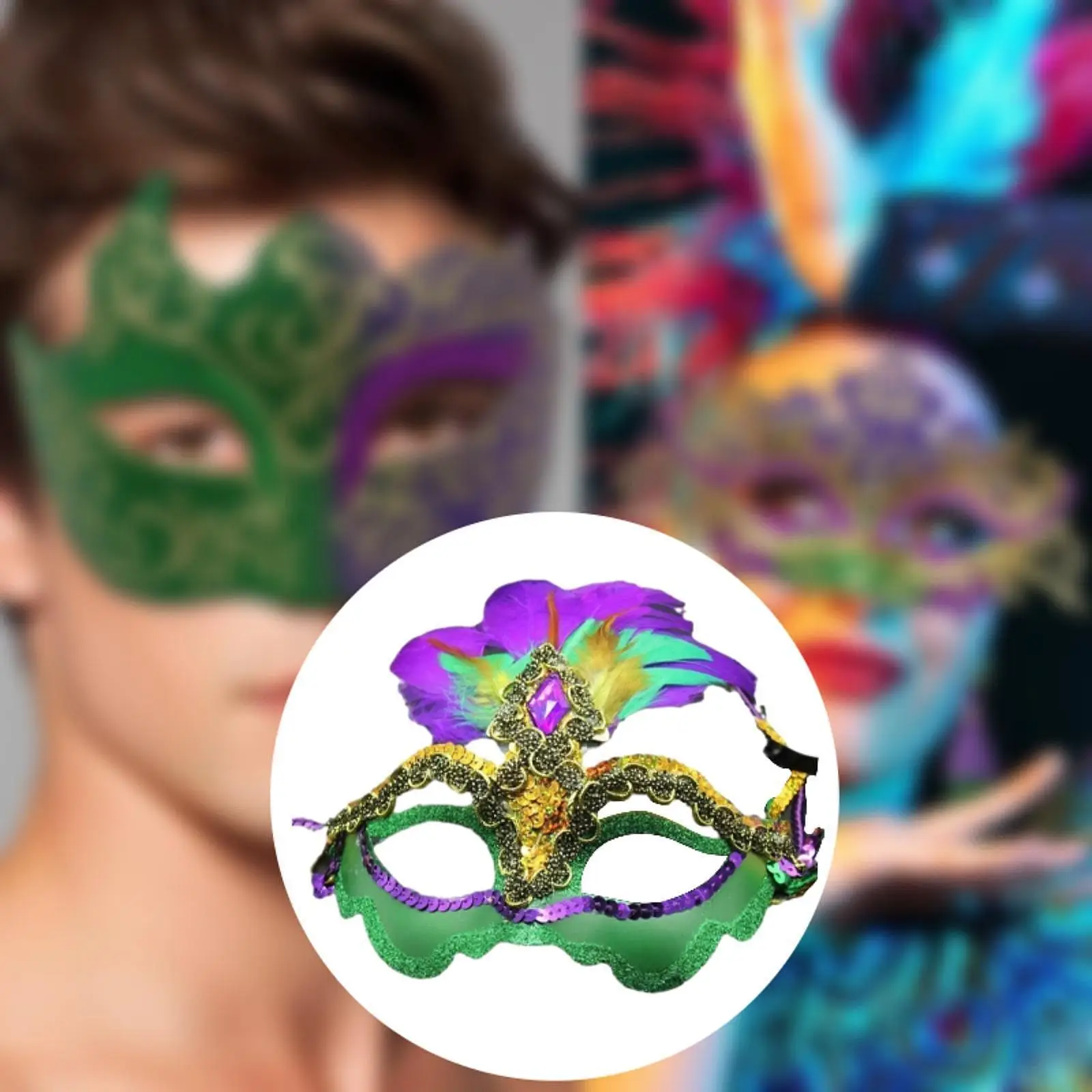 Feather Masquerade Mask for Fashion Shows Mardi Gras Reenactment Art Theater