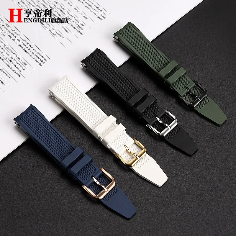 High quality Metal Curved end men watchband 20mm For IWC Portugal fluoro rubber watch Strap IW371607 IW371620 371609 accessories