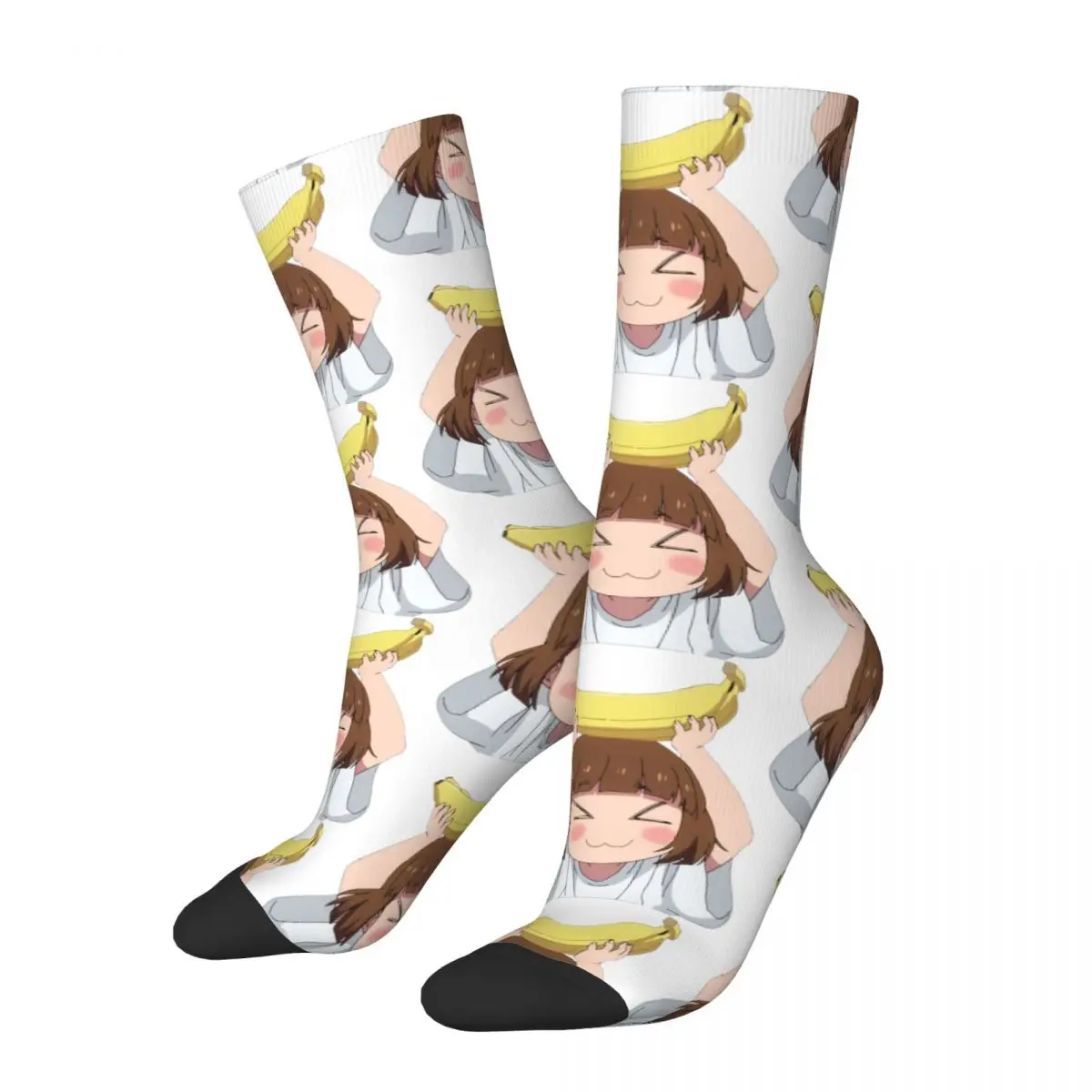 Men's compression Socks Meiri Hayasaka Holds A Banana Retro Harajuku Japanese Animation Buddy Daddies Seamless Crew Crazy Sock