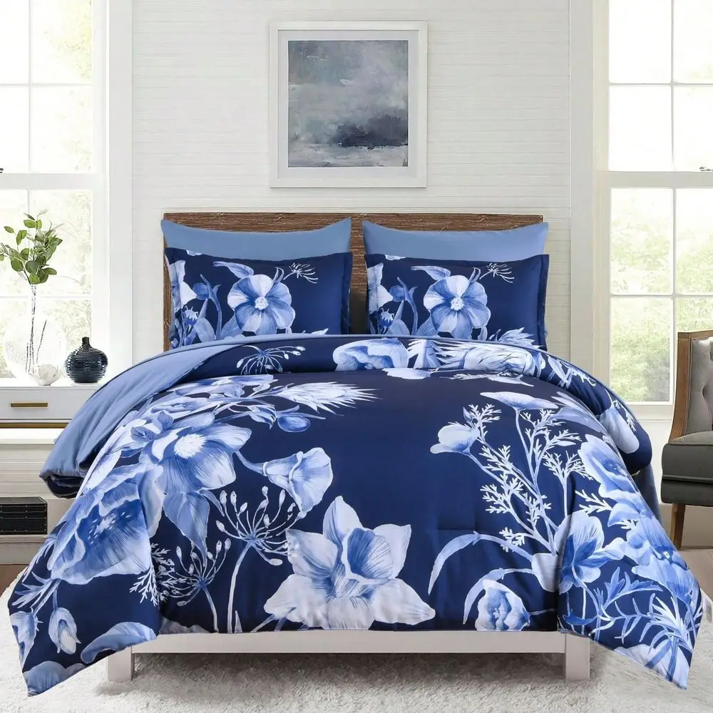 

Pieces Purple Floral Comforter Sets Full Queen King Bed In A Bag,Elegant Flower Comforter With Sheet Set, Soft Microfiber Beddin