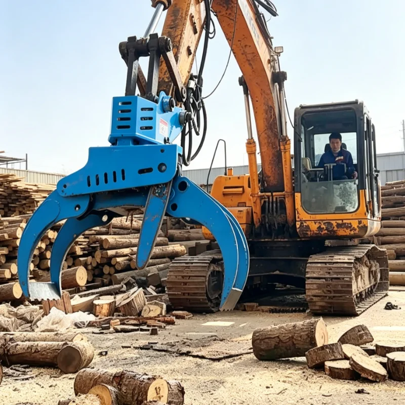 Customized hydraulic grapple saw 360° rotator forestry logger tree cutter wood handling heavy duty timber tool