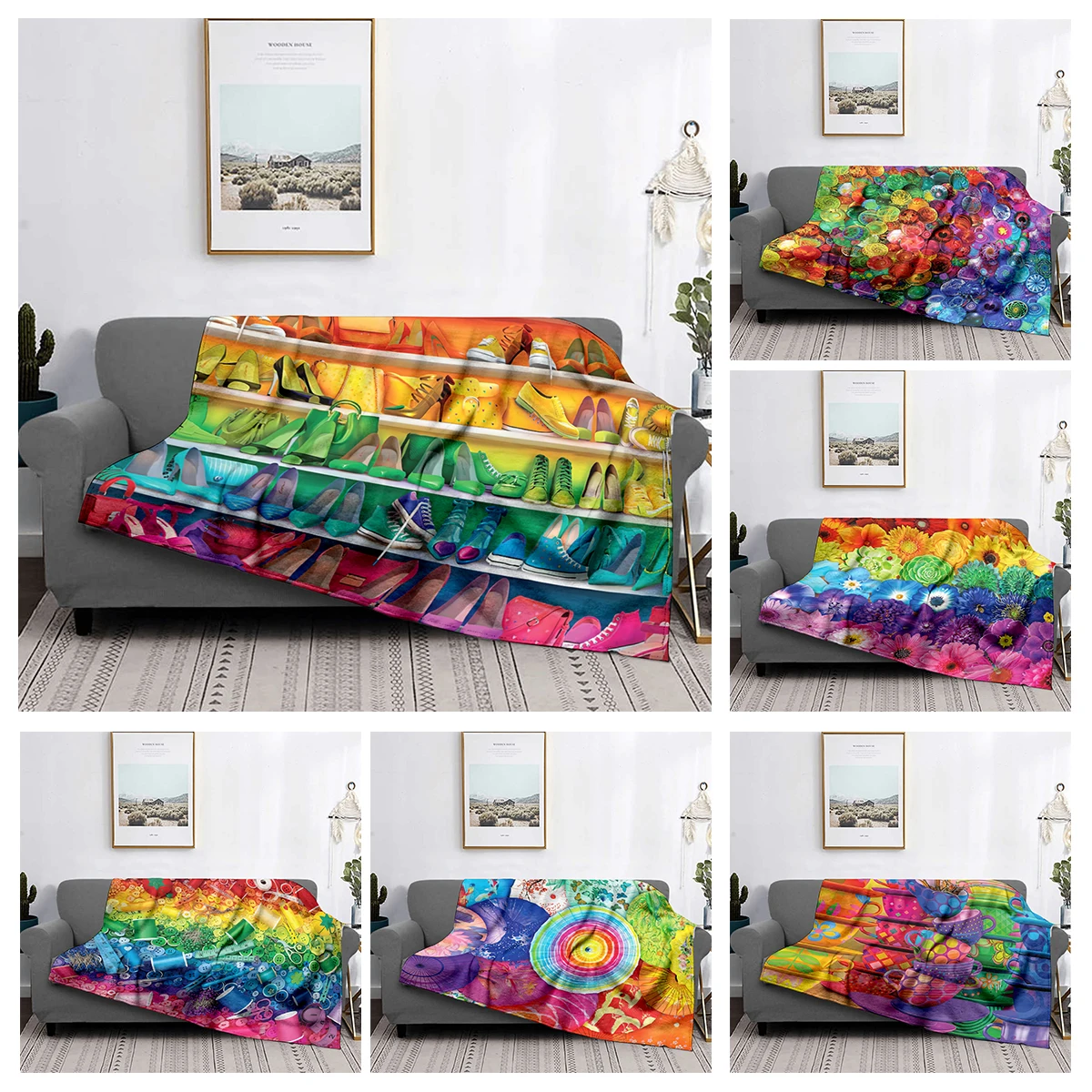 Home decoration plush Sofa blanket Colorful Animal  Bedspread on the bed anime fluffy soft blankets thick blanket for winte