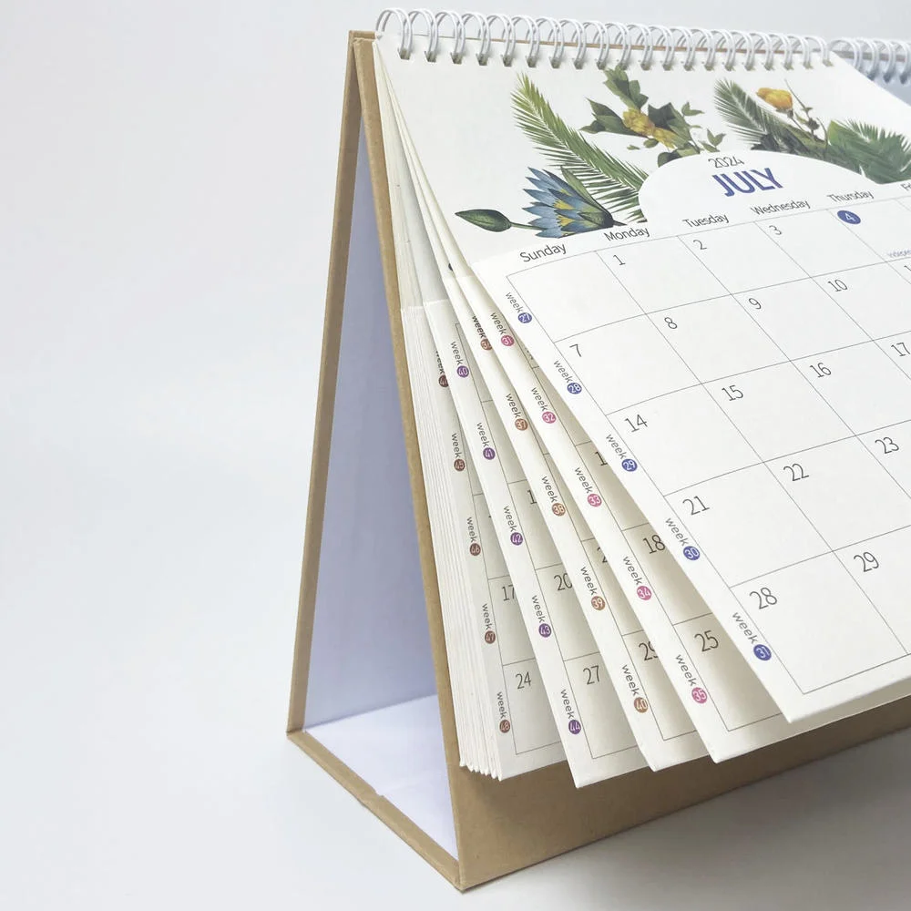 2025 English Desk Calendar With Pocket Notepad Labels Notes Monthly Schedule Planner Desktop Loose-Leaf Ring Calendar Ornaments