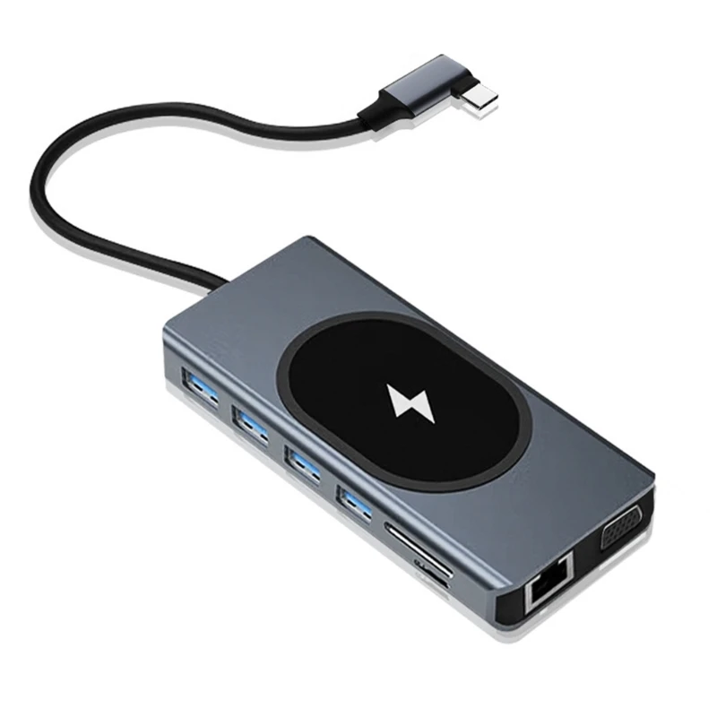 قم بتوسيع الكمبيوتر المحمول الخاص بك باستخدام موزع USB C الذي يتميز بمنفذين متوافقين مع وإيثرنت وقارئ منفذ USB