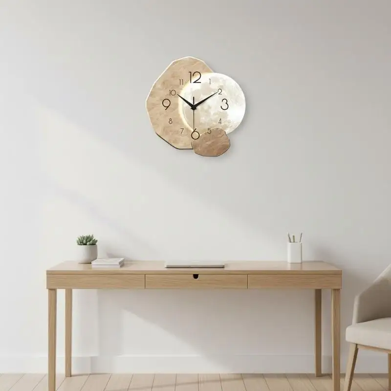 Minimalist Lunar Design Silent Wall Clock Non-Ticking for Bedroom Living Room Home Aesthetic Wall Decoration view 5