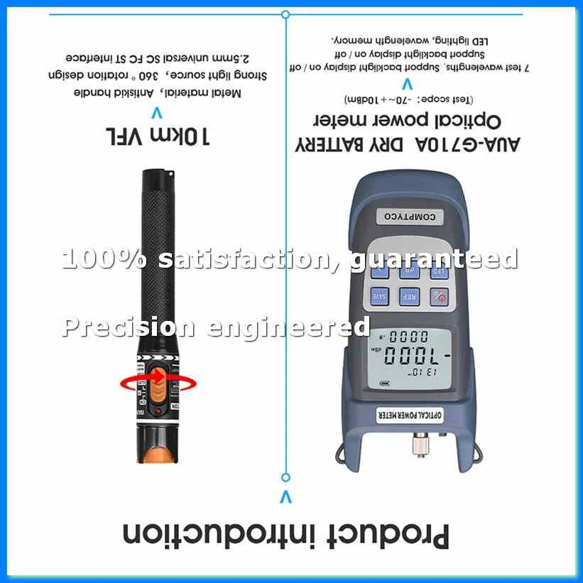 FTTH Fiber Optic Tool Kit with Fiber Cleaver -70-+10DBm Optical Power Meter Visual Fault Locator 10Mw-A69M