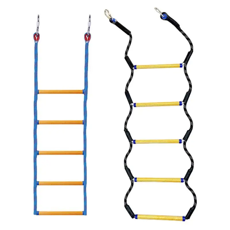 

5 Step Boat Rope Ladder Stretchable Assist Boat Folding Ladder Portable Rope Ladder Boat Boarding Ladder for Kayak Canoe