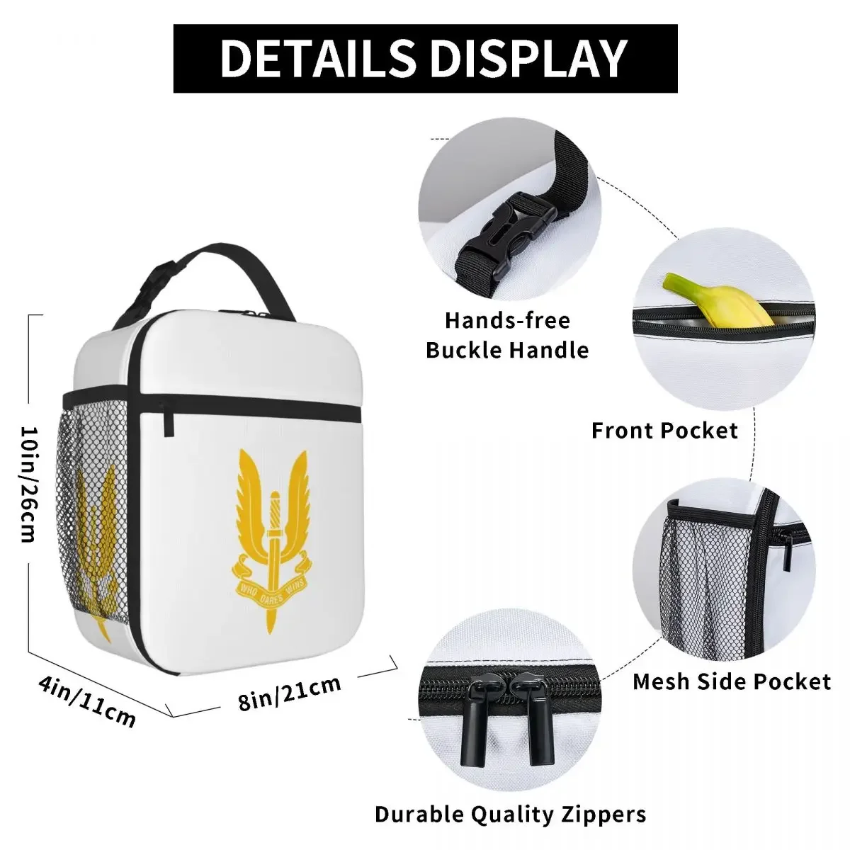 British SAS Isolated Lunch Bag, Caixa Bento Portátil, Leakproof Piquenique Bags para Mulheres, Trabalho, Crianças, Escola