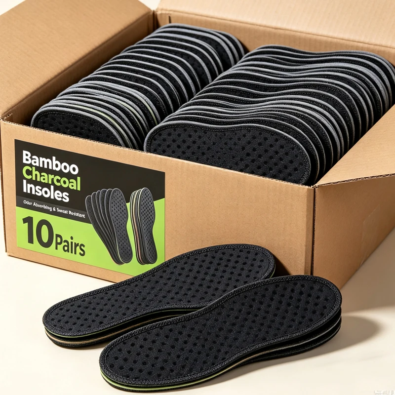 Bamboo Charcoal Odor Control Insoles Men Women Shoe Pads Moisture Unisex Wicking Cushion Deodorant Breathable Daliy Comfort Fit