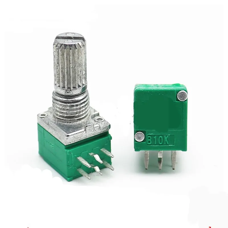 10 pcs RK097N single 3-pin/RK097G dual 6-pin potentiometer B5K/10K/20K/50K/100K long 15MM