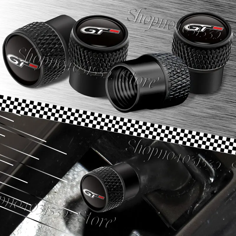 4Pcs/Set Car Decor Metal GT Logo Wheel Tire Valve Caps Tyre Stem Airdust Waterproof Covers For 208 508 3008 2008 206 301