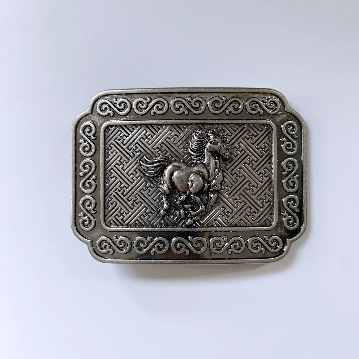 Belt Buckle Vintage Embossed Galloping Horse Ethnic Tribal Western Unisex Belt Accessories BUCKLE-WG024