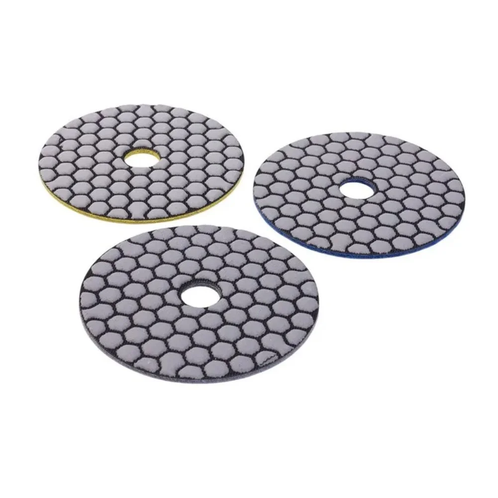 3pcs 100mm Dry Polishing Pads for Granite Marble Quartzite Glass Stone with Resin Material and Multi Grit Options