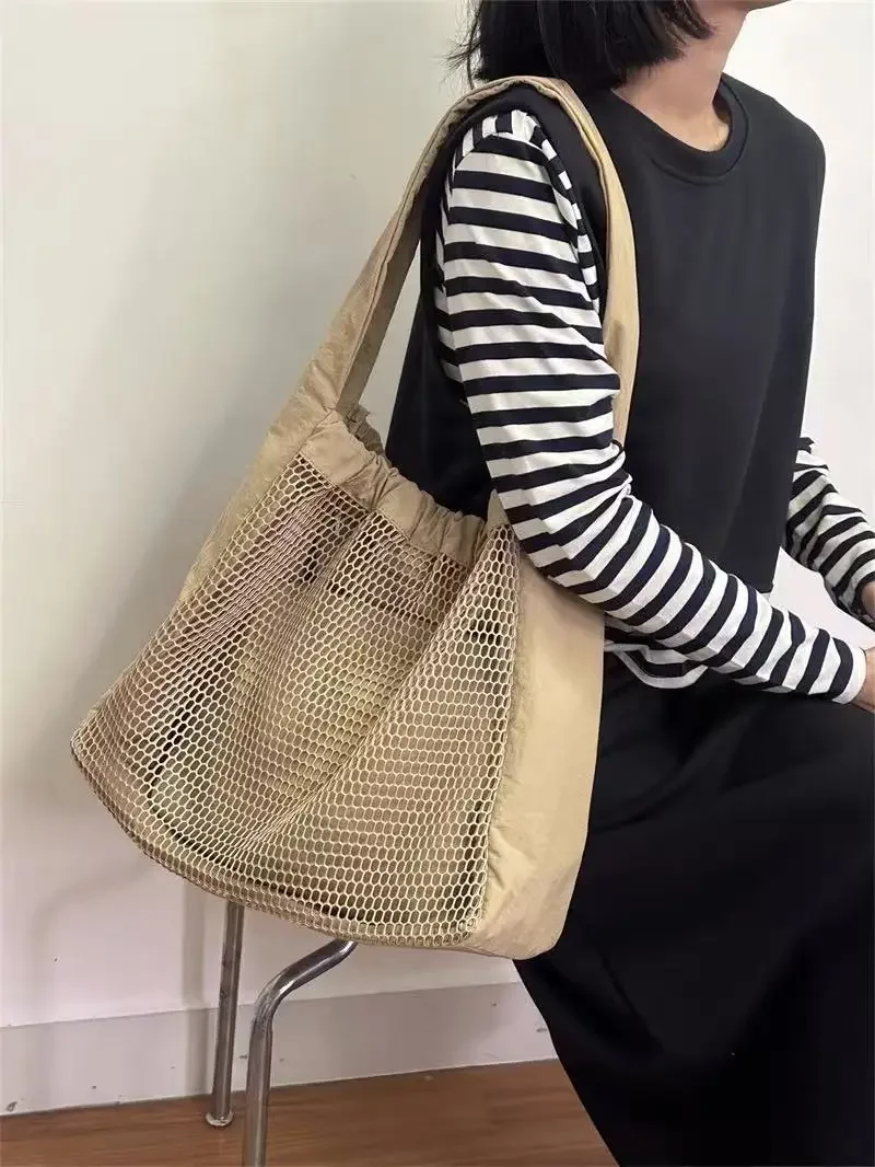 

Нейлоновая сетчатая сумка для женщин, большая сумка-тоут, повседневная легкая композитная сумка, модные женские сумки на плечо, большая вместительность, bolsas