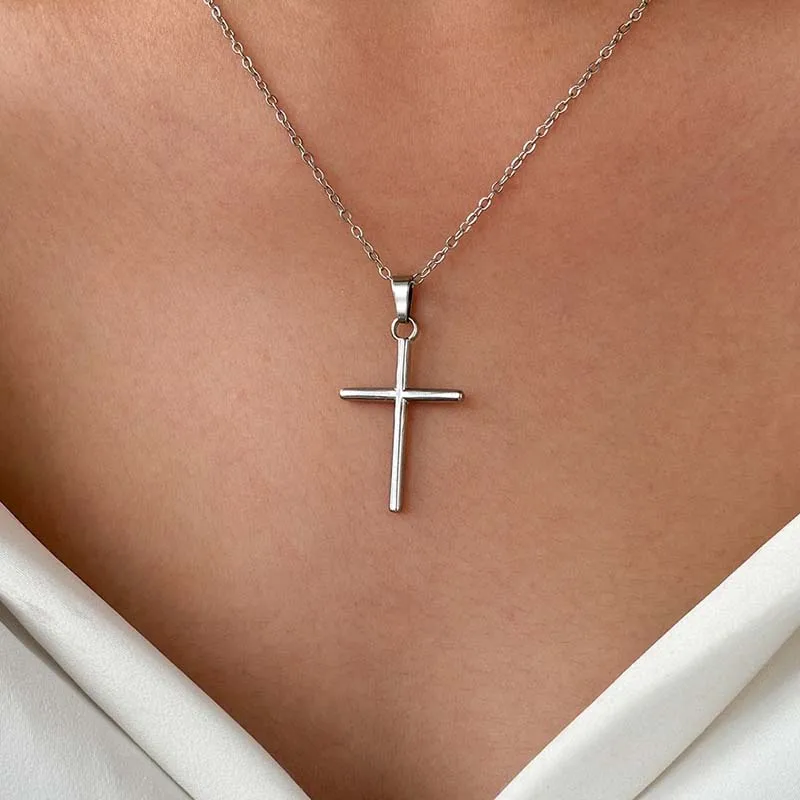Stainless Steel Necklace Cross Pendant Hip-Hop Street Fashion Trendy Men And Women Fashion Jewelry Party Outing Play Collocation