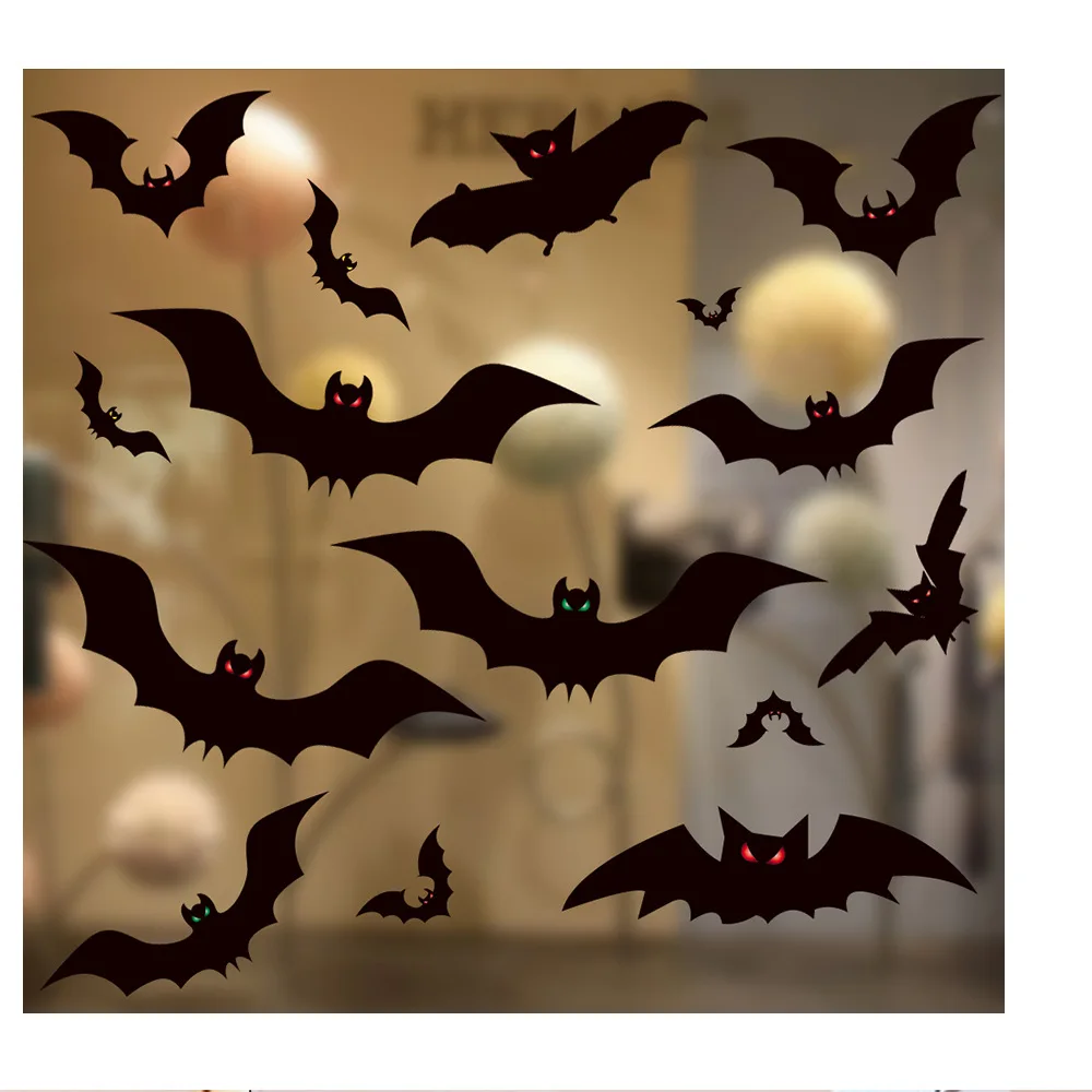 

5Pcs/Lot Halloween Decoration Bat Sticker Spider Web Haunted House Horror Party Interior Decoration Window Sticker