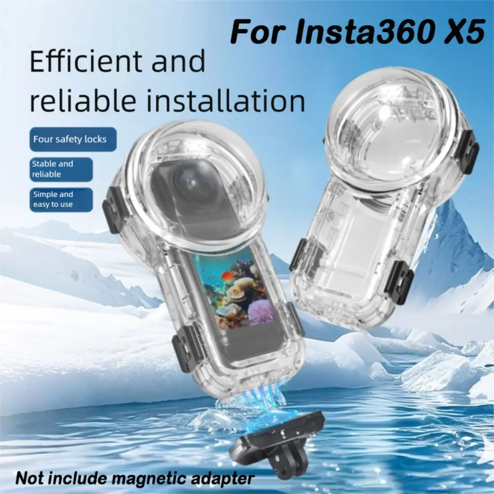 

60M Invisible Dive Case Quick Release Base Style Hard Waterproof Case Protective Clear Housing Cover for Insta360 X5