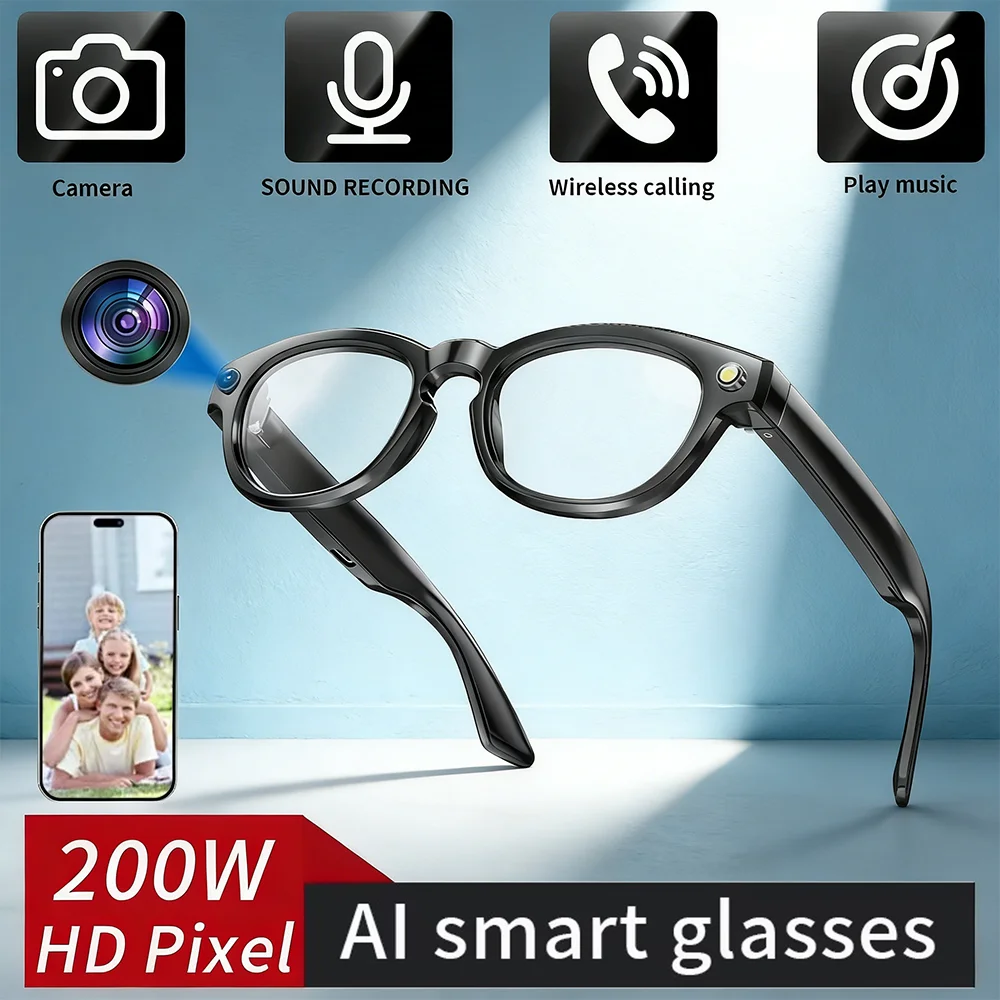

Новые умные очки 2026 года с HD-камерой 200W для фото- и видеосъемки, голосовым вызовом с ИИ, переводом, Bluetooth и распознаванием объектов ИИ