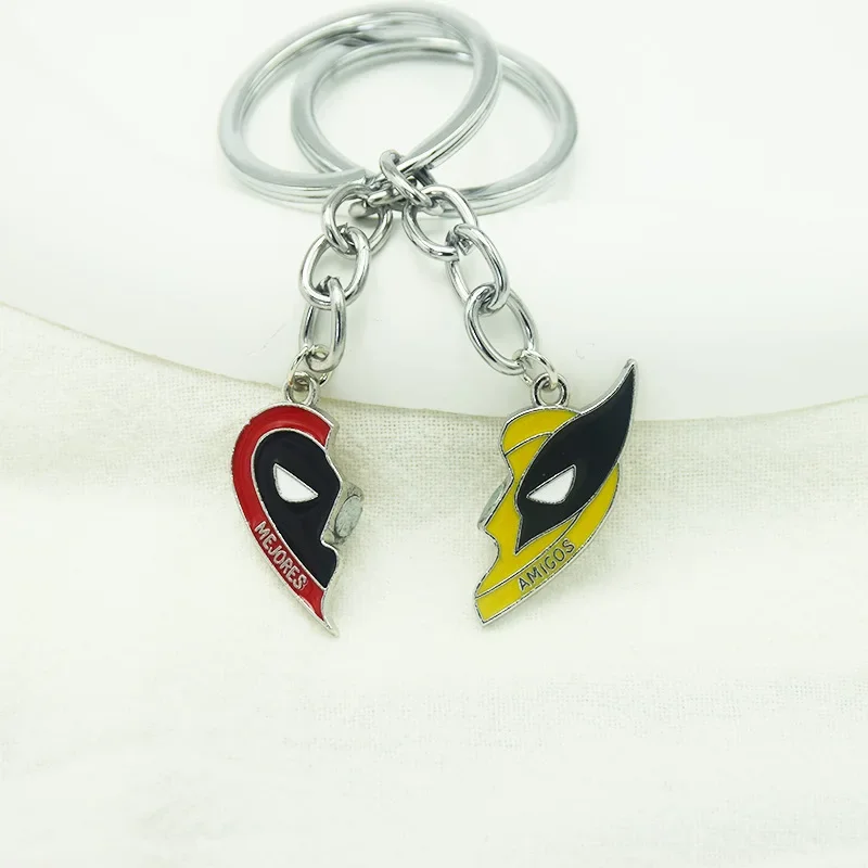 New Deadpool & Wolverine Necklace Set Split Heart Matching Backpack Water Bottle Pendant Keychain Friend Couple Accessories Gift