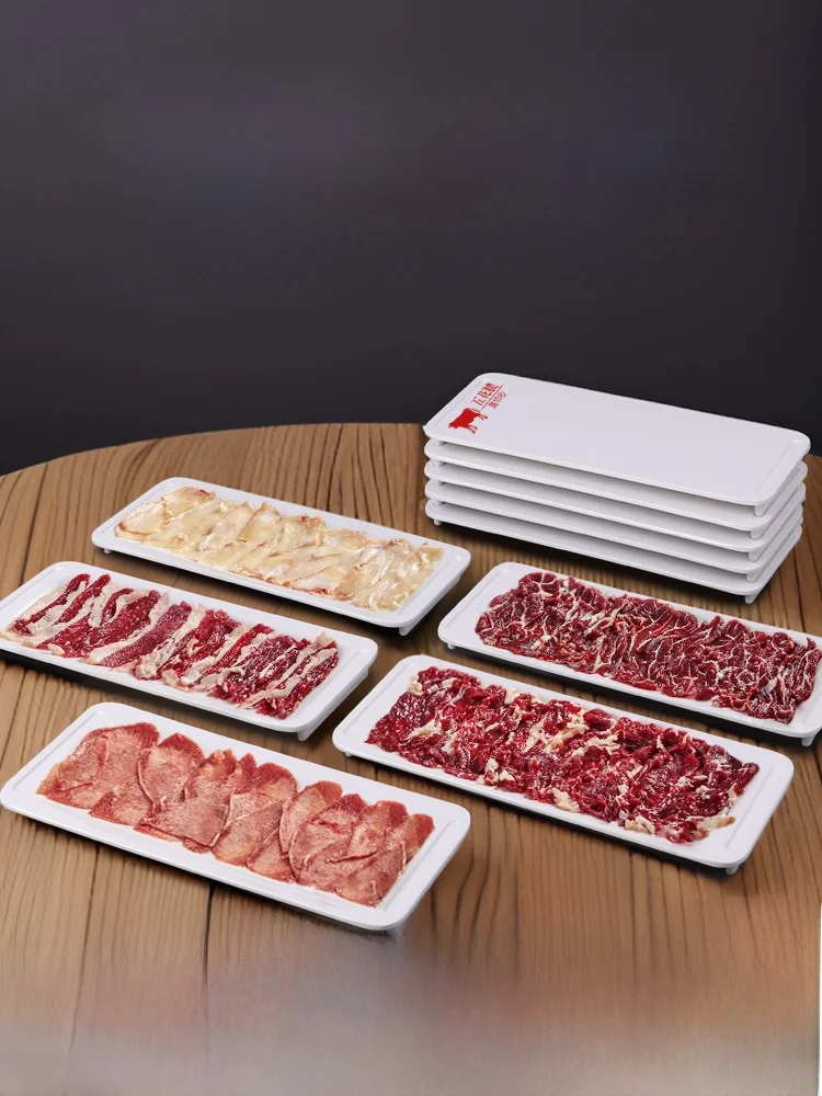 

Premium Beef Special Di Eight Inner Layers Fre Cut Self-Service Hot Pot Cutlery White Rectangular Deep Di for Roast Meat