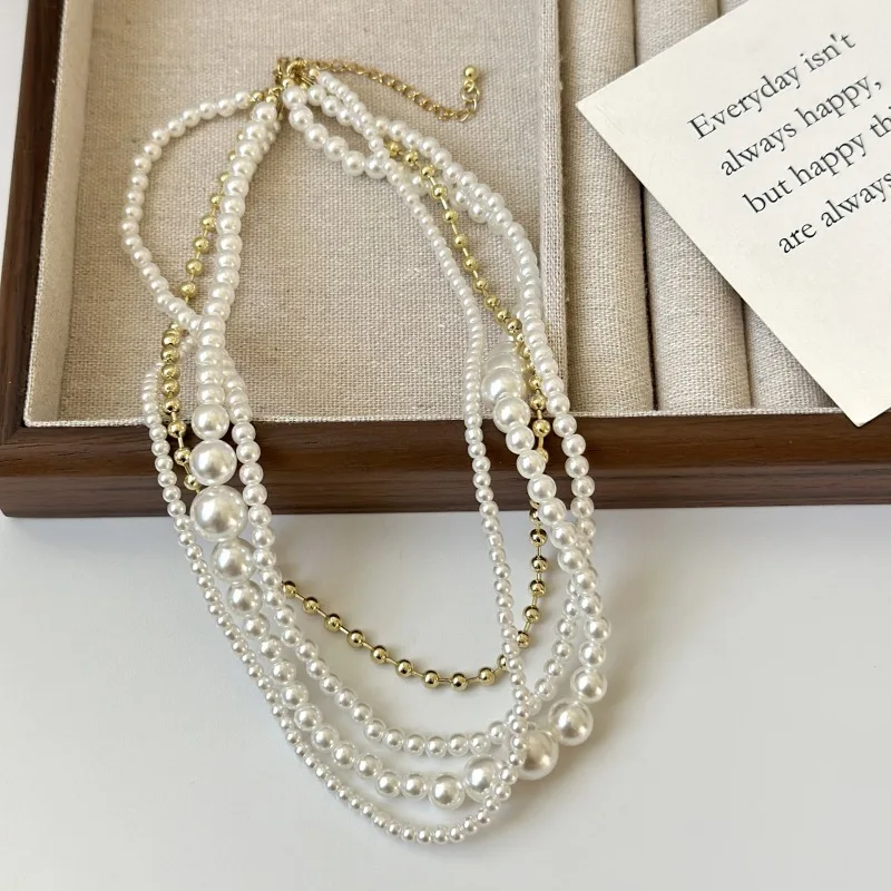 

Premium multi-layer baroque pearl necklace collarbone chain retro light luxury neck chain exaggerated autumn and winter women