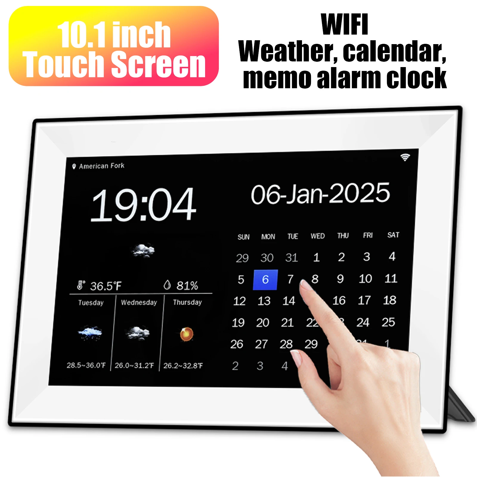10,1-дюймовый умный цифровой календарь с сенсорным экраном, WIFI Link, сетевые часы, погода, настольный электронный календарь с напоминанием о заметок