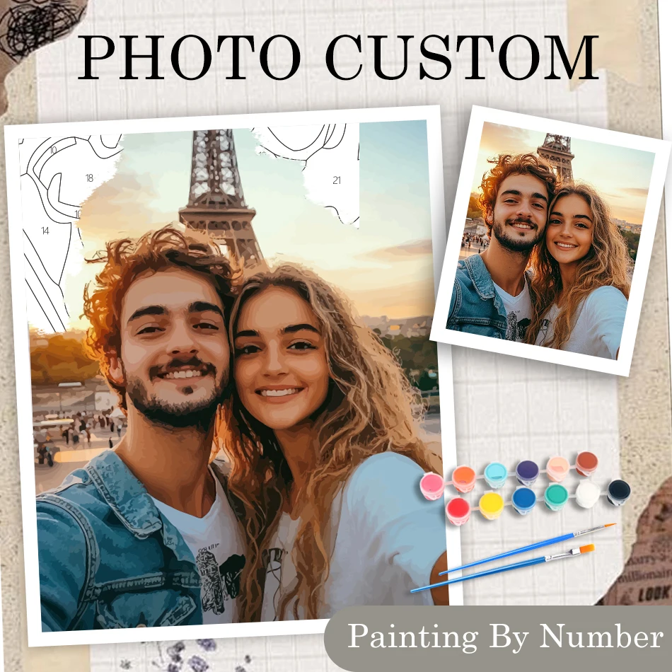 GATYZTORY Custom Your Own Photo Paint By Numbers For Adults Personalized Portrait Coloring By Numbers DIY Crafts Painting Decor