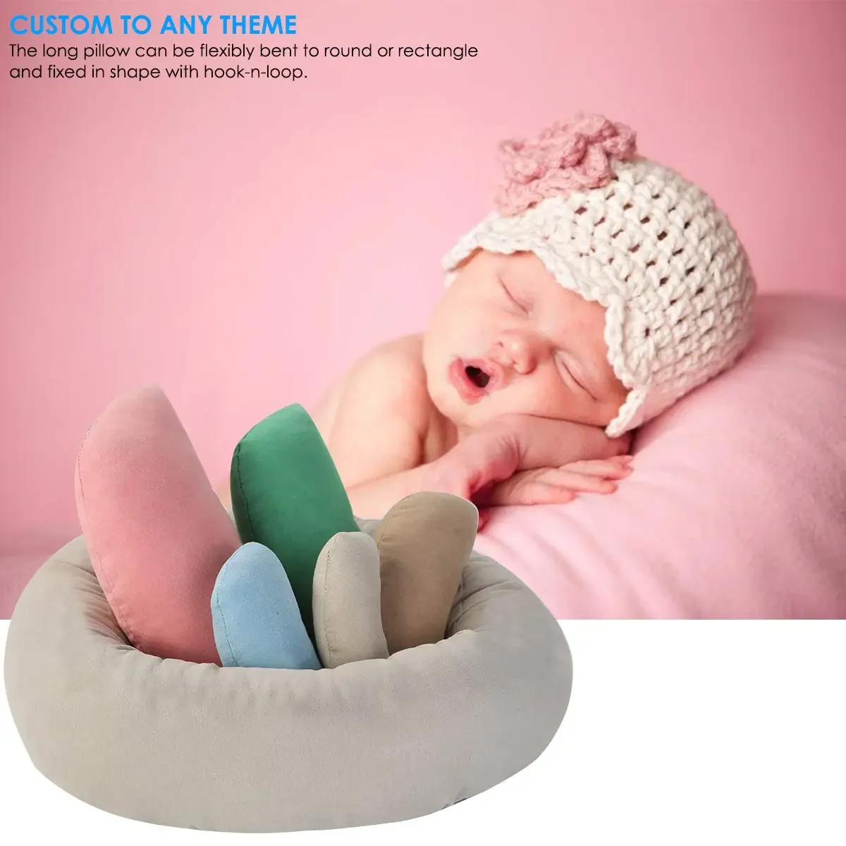 6PCS Baby Photoshoot Props Posing Pillow Newborn Photography Props Baby Bedding Cushion Baby Bean Pillow Infant Mattress Props