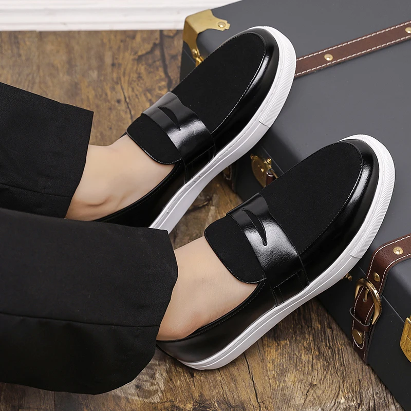 

New Autumn Men's Loafers Fashion Round Toe Casual Shoes Classic Black Men's Walking Shoes Driving Versatile Thick Sole Shoes