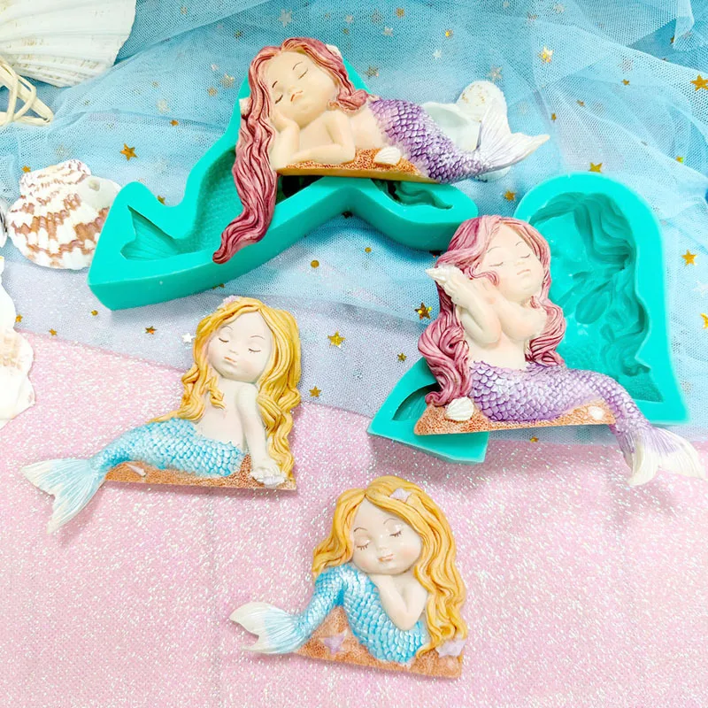 Mirosie Three-dimensional Mermaid Silicone Mold Fondant Cake Decoration Chocolate Resin Aromatherapy Plaster Ice Sculpture Mold