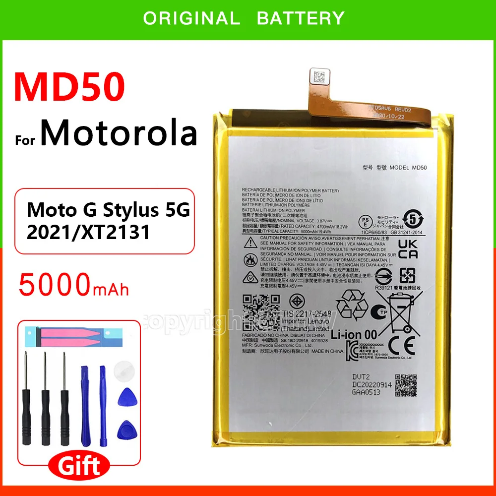 100% Original Genuine Battery MD50 For Motorola MOTO G Stylus 5G 2021/XT2131/G Stylus 2022 MD 50 Batteria+Tools