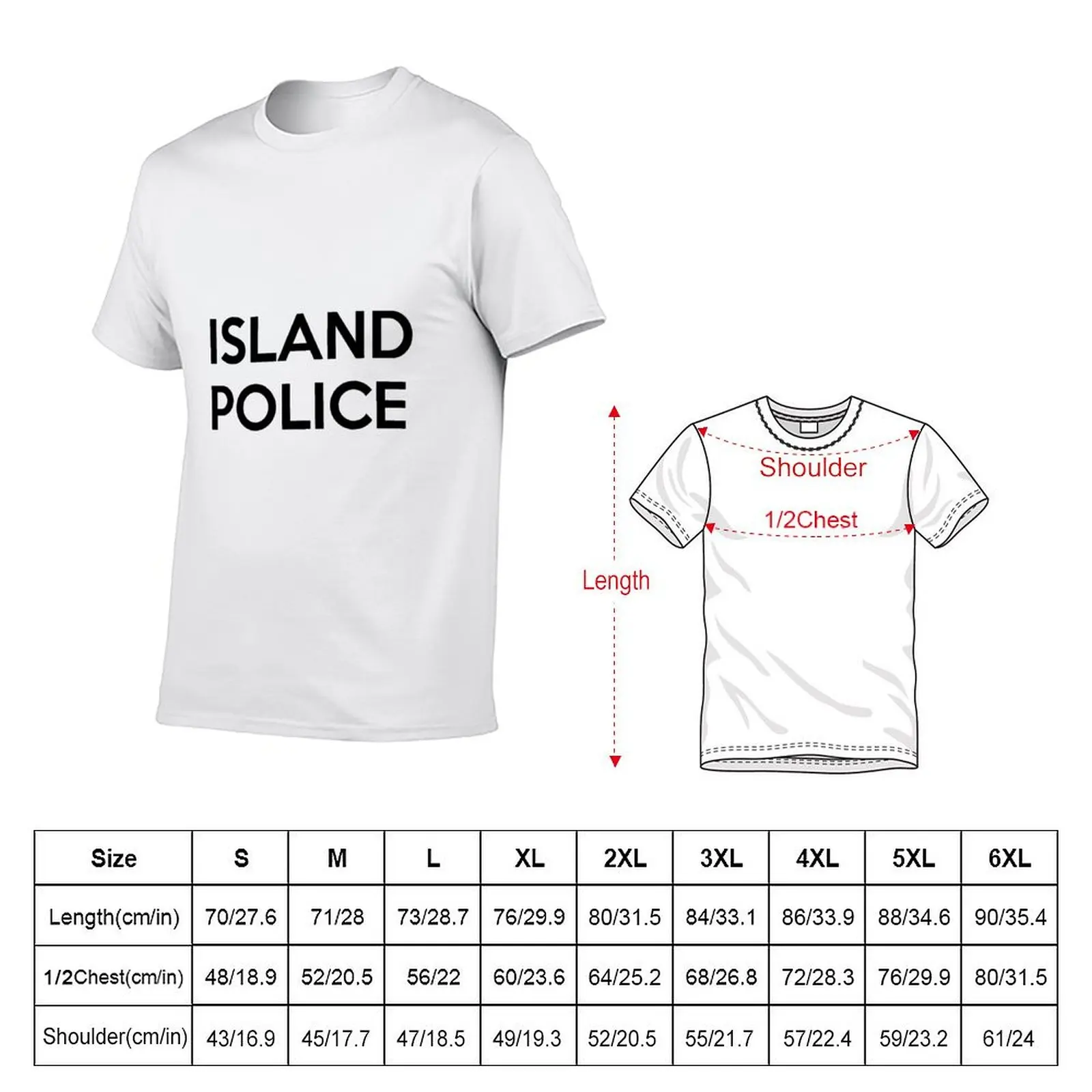 Island Police T-Shirt Basic Casual Short Sleeve Cotton Shirt