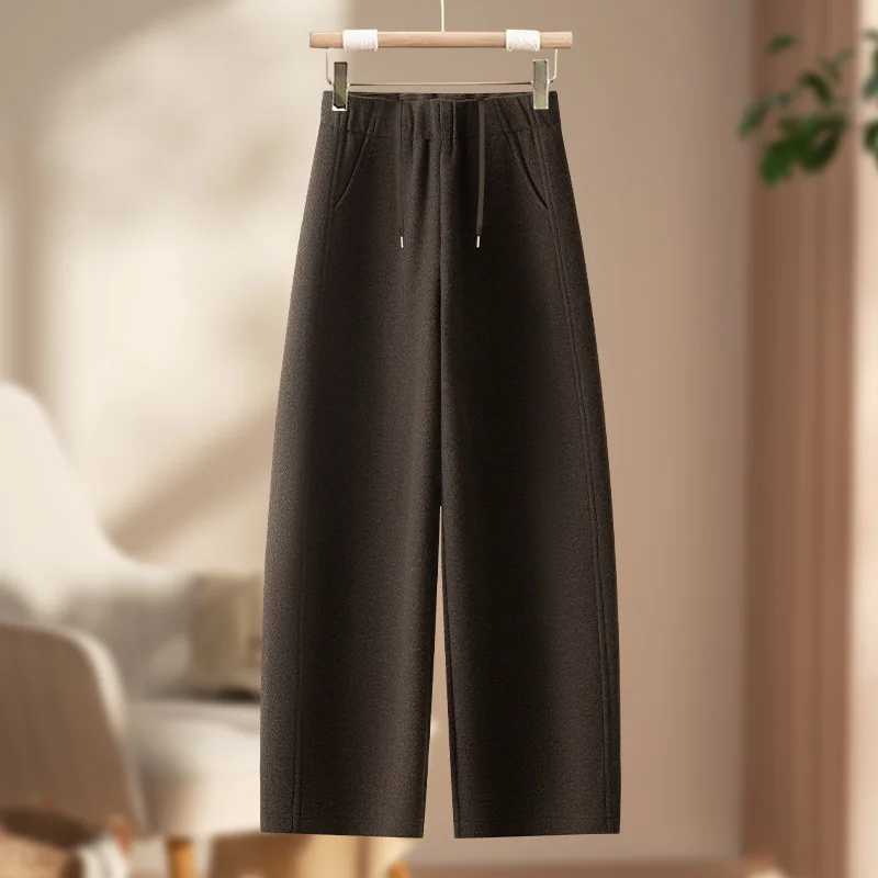

Slimming Woolen Pants for Women, and Winter Thickened Warm Commuting Professional Petite Straight-Leg Pants