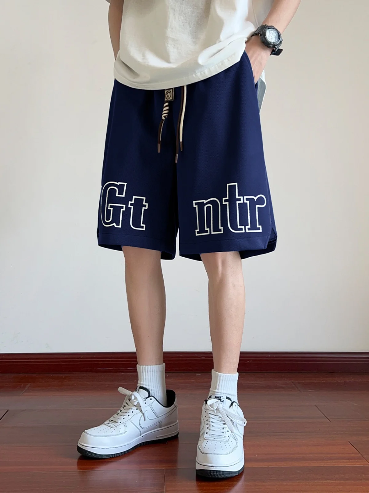 

Casual Blue orts Men's Summer Spor Teenage Baskeall Sports Pants High School Students Five-Point Leisure Middle Pants