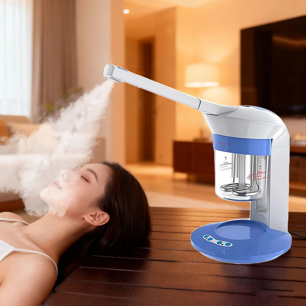 เครื่องพ่นไอน้ำโอโซนร้อนสำหรับผิวหน้า เครื่องเพิ่มความชื้นแบบละอองอุ่น ทำความสะอาดรูขุมขนอย่างล้ำลึก เครื่องพ่นไอน้ำนาโนสำหรับดูแลผิวหน้า ใช้ได้ทั้งในร้านเสริมสวยและที่บ้าน