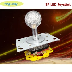 LED Illuminated Arcade Controller Joystick Kit, Crystal Knob for Coin-operated Game Machines, Arcade Doll Machine Joysticks
