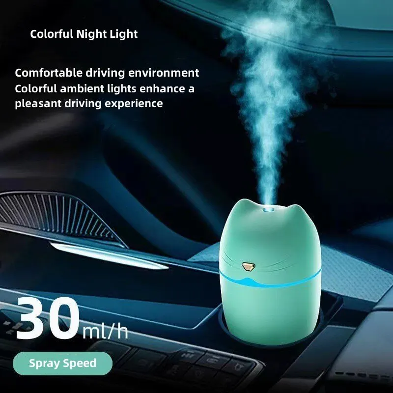 Hogar USB Humidifier Home Office Car Bedroom Cute Car Cartoon Cat Cute Aromatherapy