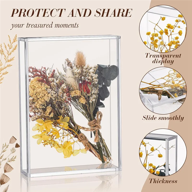 

Wedding Memory Shadow Box Display Case 2 Pcs Clear Acrylic DIY Frame Dried Flower