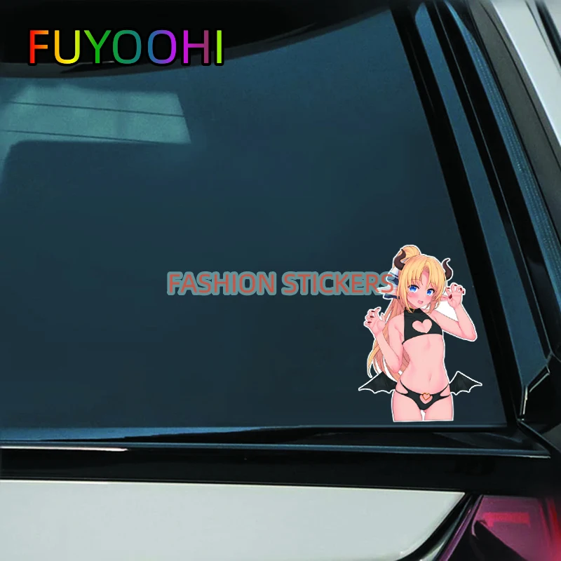 ملصقات فتاة أنيمي من FUYOOHI ، ملصقات دراجة نارية مقاومة للماء ، مقاومة للخدش ، جذع القافلة ، ملحقات JDM ، الموضة