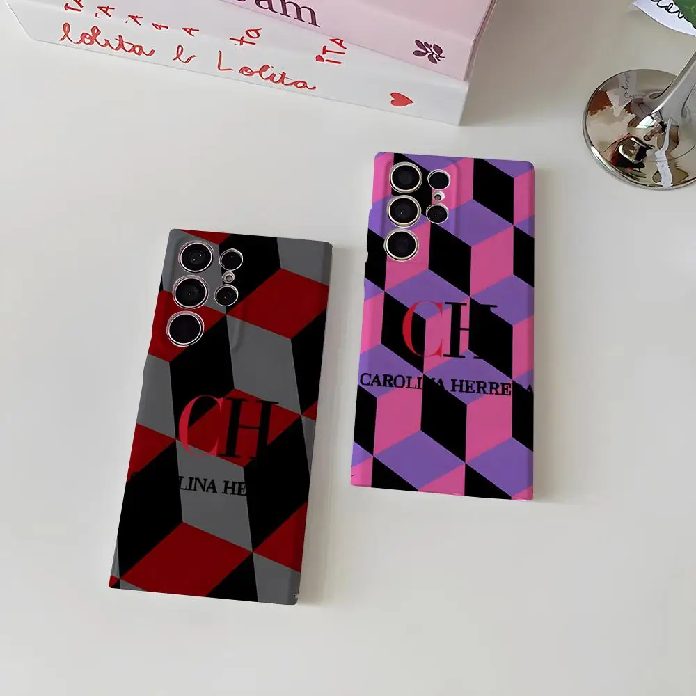 C-Carolina moda h-herrera funda de teléfono para Samsung S25 Ultra S24 Fe S23 S22 S21 Plus A56 A36 26 A16 cubierta brillante
