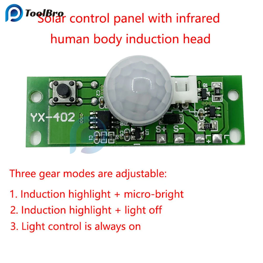 3.7V Infrared IR Human Body Induction Sensor Switch Controller Module for Solar Street Light LED Light PIR Motion Sensor Switch