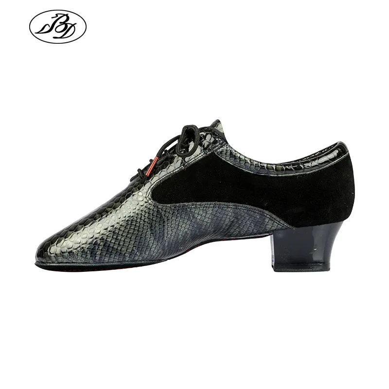 BD Men Latin Dance Shoes 445 Snake Pattern Patentsional Split Sole  Latin Shoes for Practice and Completition Split Sole