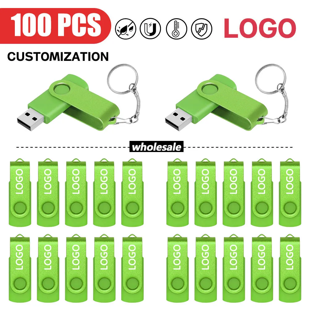 

100PCS/LOT Custom Company Logo USB Flash Drive 1GB 4GB 8GB 16GB 32GB 64GB 128MB Pen Drive for Computer Usb 2.0 Pendrives