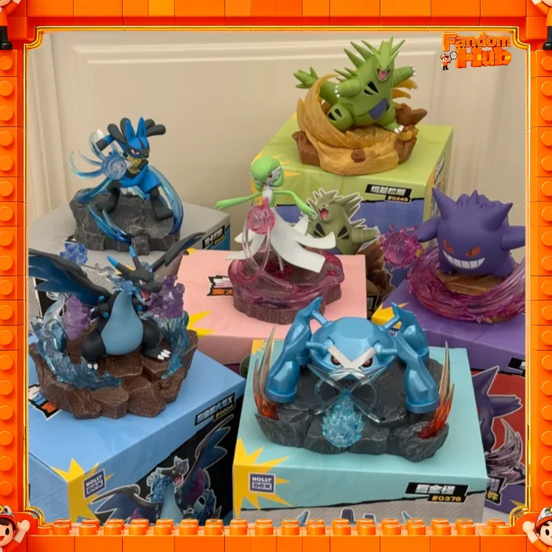 

Genuine Pokemon Full Power Battle Miniature Diorama Mega Charizard X Gengar Lucario Light-Up Collectible Action Figure Model Toy