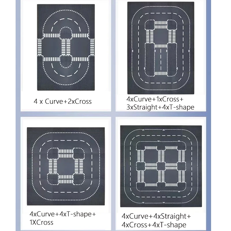 25.5x25.5 سنتيمتر اللبنات اللوح الأساسي مدينة الطريق الشارع اللوح الأساسي مستقيم منحنى الطريق T-وصلة الأطفال الطوب اللعب #4