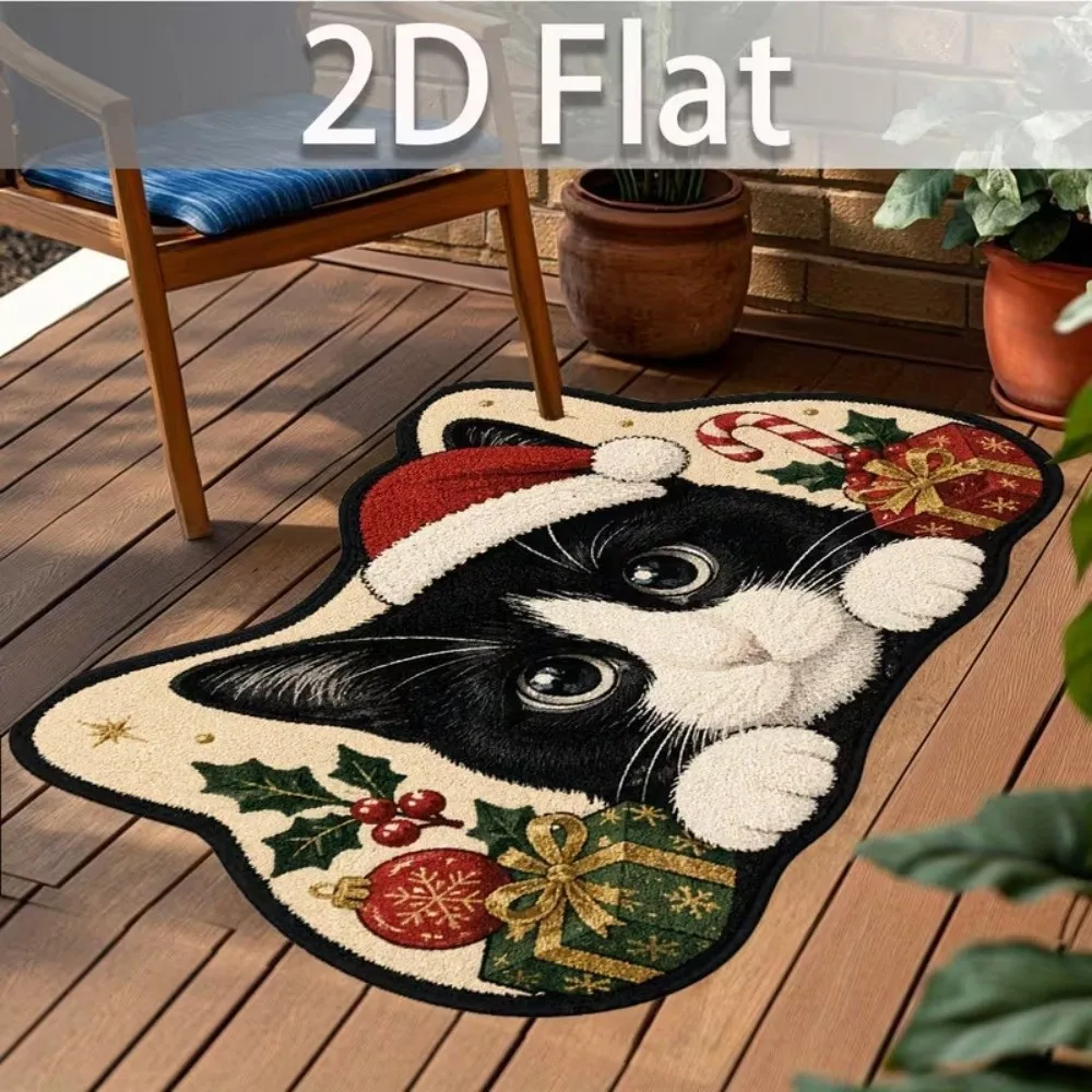 Cartoon Non-Slip Cat Area Rug Soft Anti-fouling Cartoon Carpet 3D Pattern 2D-Flat Home Decor Carpet for Home Decoration