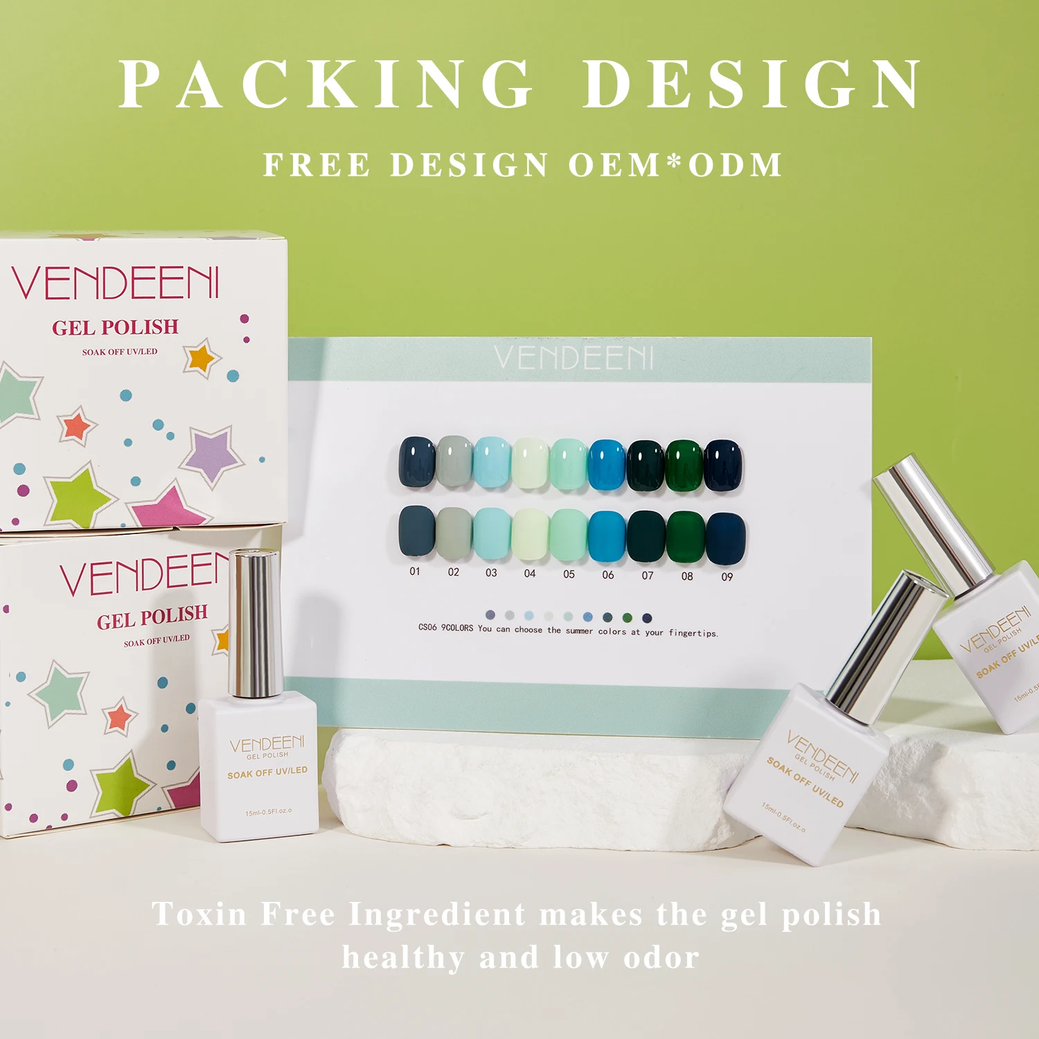 Vendeeni15ml, juego de esmalte de GEL Uv de Gel de 6 colores Popular, botellas de esmalte de uñas de Gel Uv personalizadas, suministros profesionales de lujo para uñas de 15ml