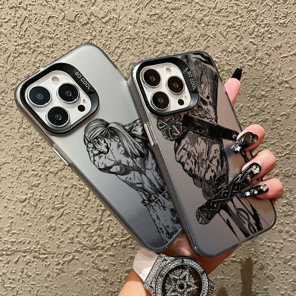 Schwarze Vinland Saga Handyhülle für Apple iPhone 18 17 Air 16 16e 15 14 Plus 13 12 11 Pro Max Matt Silber Hartschale – Detail 7