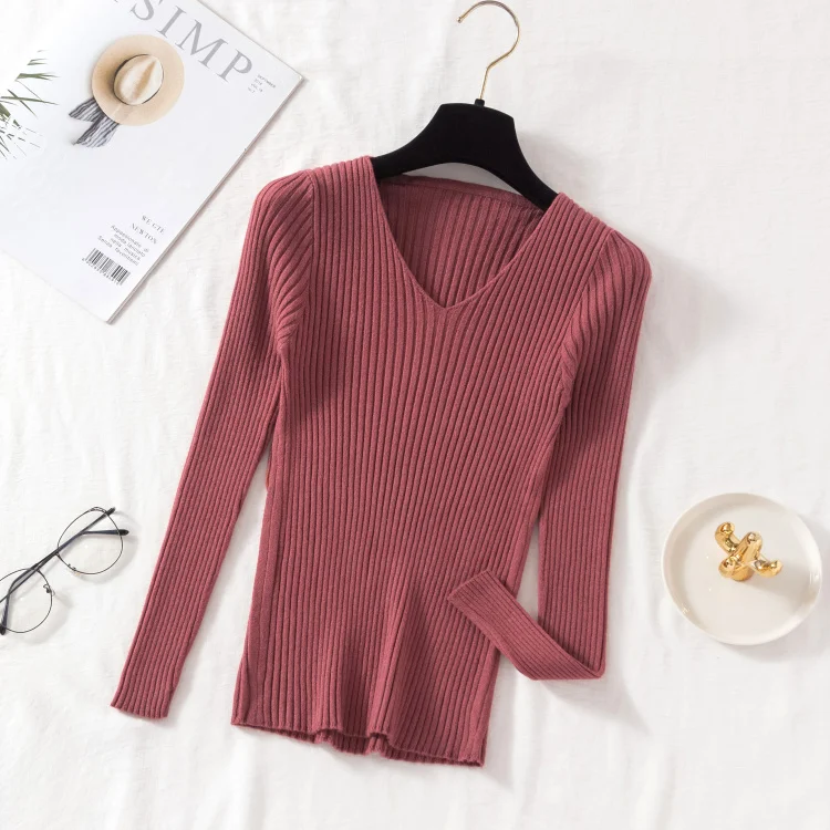 AOSSVIAO Damen Pullover Langarm V-Ausschnitt 8