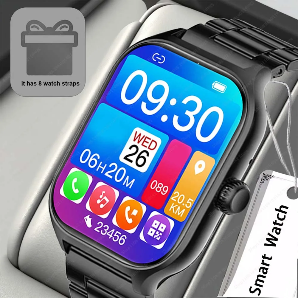 

New 8in1 Classic Smartwatch Women HD Screenful Wireless Call Health Tracker Custom Photo Gift Men Watches Equipped With 8 Straps